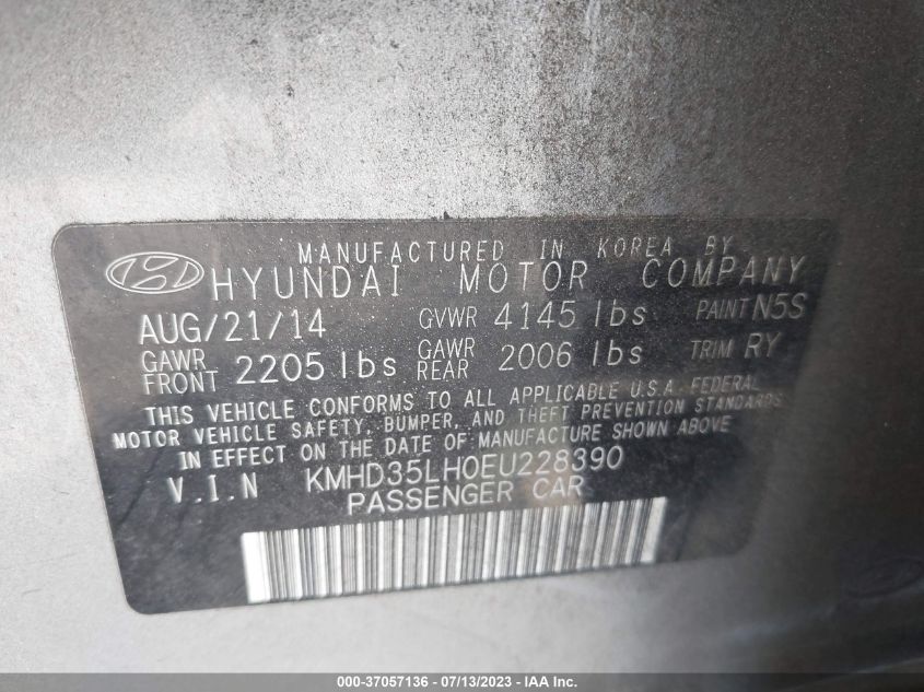 2014 HYUNDAI ELANTRA GT - KMHD35LH0EU228390