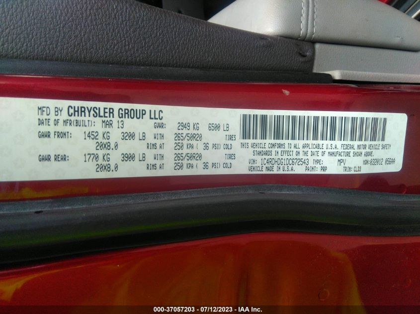 2013 DODGE DURANGO CREW - 1C4RDHDG1DC672543