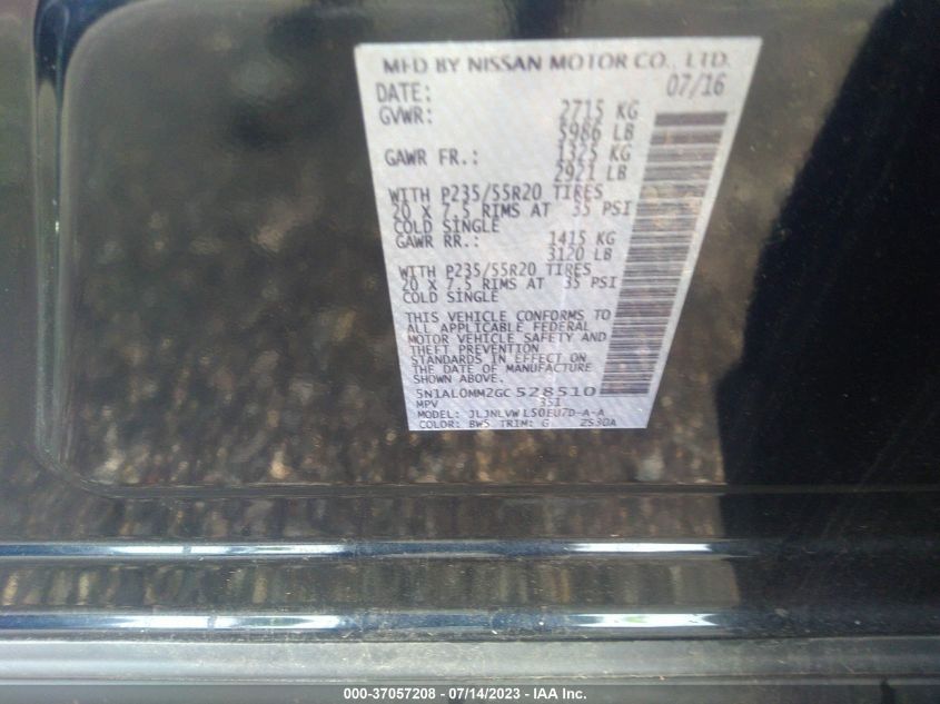 2016 INFINITI QX60 - 5N1AL0MM2GC528510