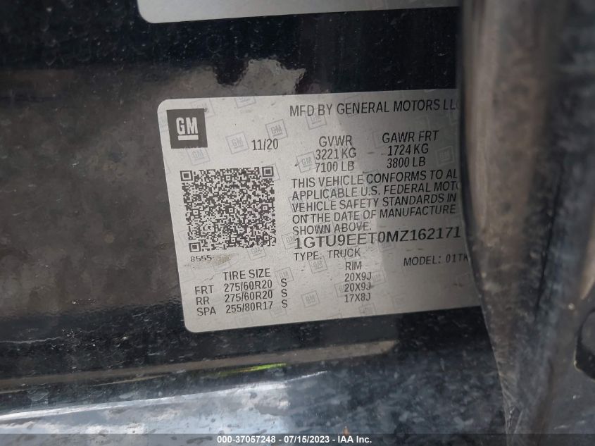 2021 GMC SIERRA 1500 AT4 - 1GTU9EET0MZ162171