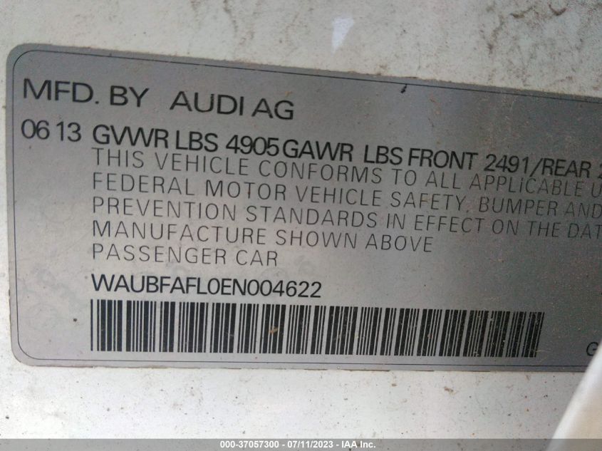 2014 AUDI A4 PREMIUM - WAUBFAFL0EN004622