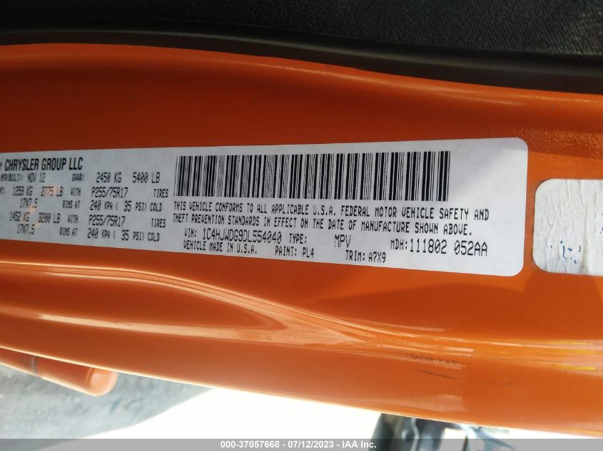 2013 JEEP WRANGLER UNLIMITED SPORT - 1C4HJWDG9DL554040