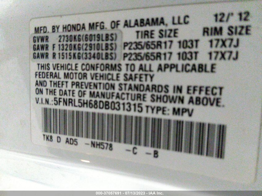 2013 HONDA ODYSSEY EX-L - 5FNRL5H68DB031315