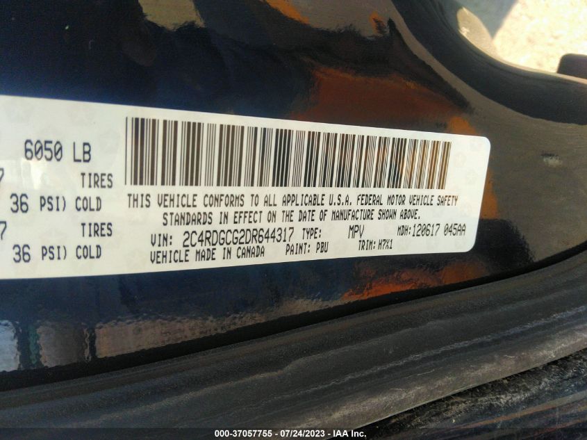 2013 DODGE GRAND CARAVAN SXT - 2C4RDGCG2DR644317