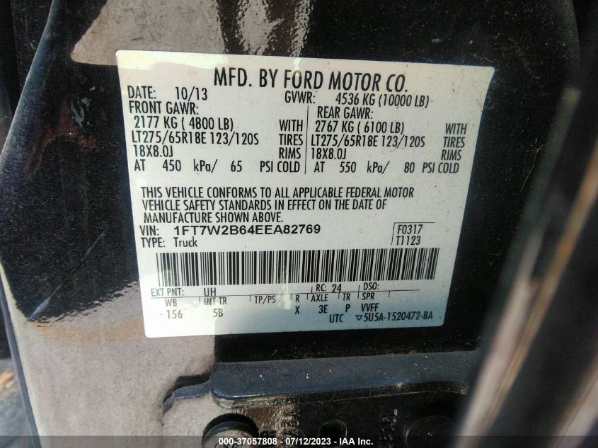 2014 FORD SUPER DUTY F-250 SRW XL/XLT/LARIAT - 1FT7W2B64EEA82769
