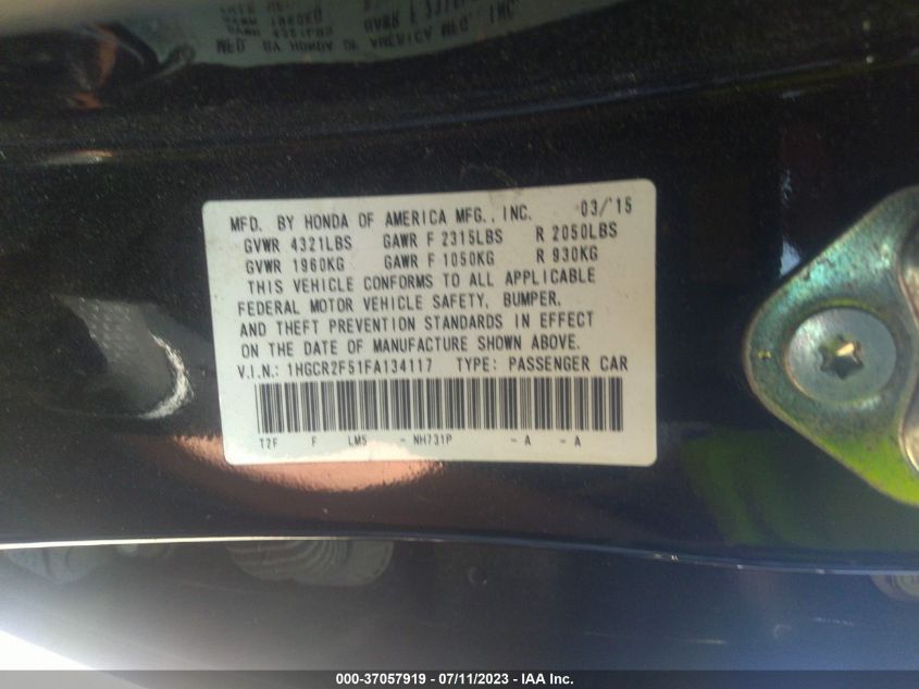 2015 HONDA ACCORD SEDAN SPORT - 1HGCR2F51FA134117