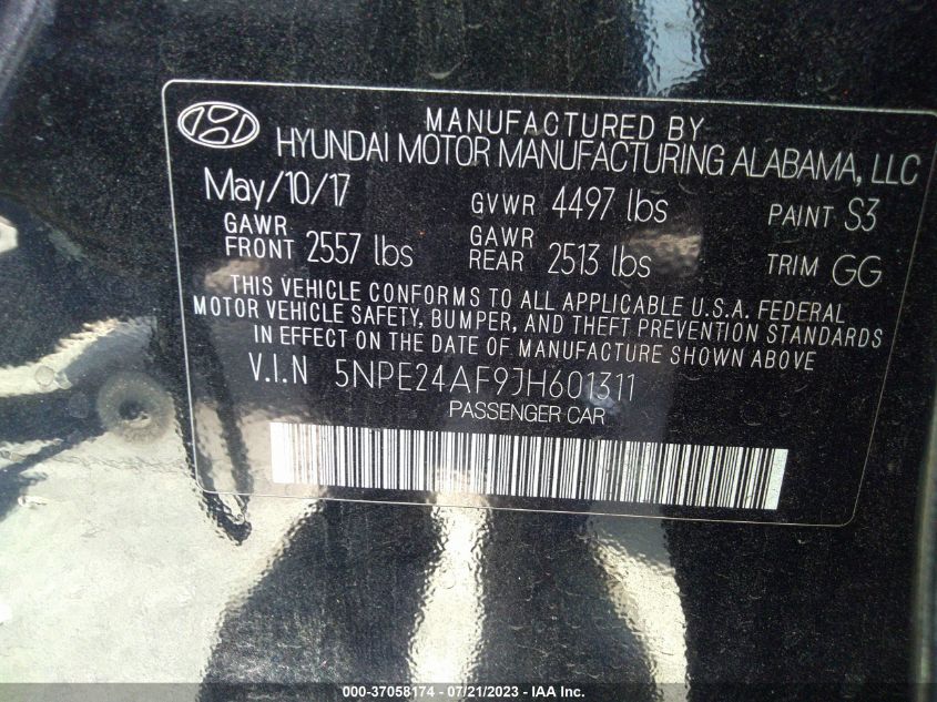 2018 HYUNDAI SONATA SE - 5NPE24AF9JH601311