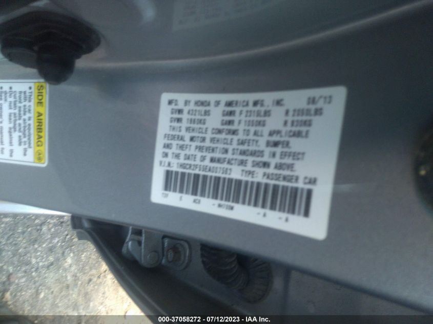 2014 HONDA ACCORD SEDAN SPORT - 1HGCR2F55EA007563