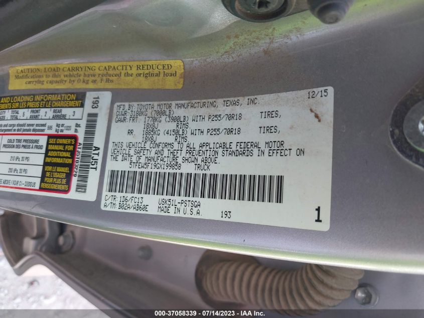 2016 TOYOTA TUNDRA 2WD TRUCK SR5 - 5TFEW5F19GX199858
