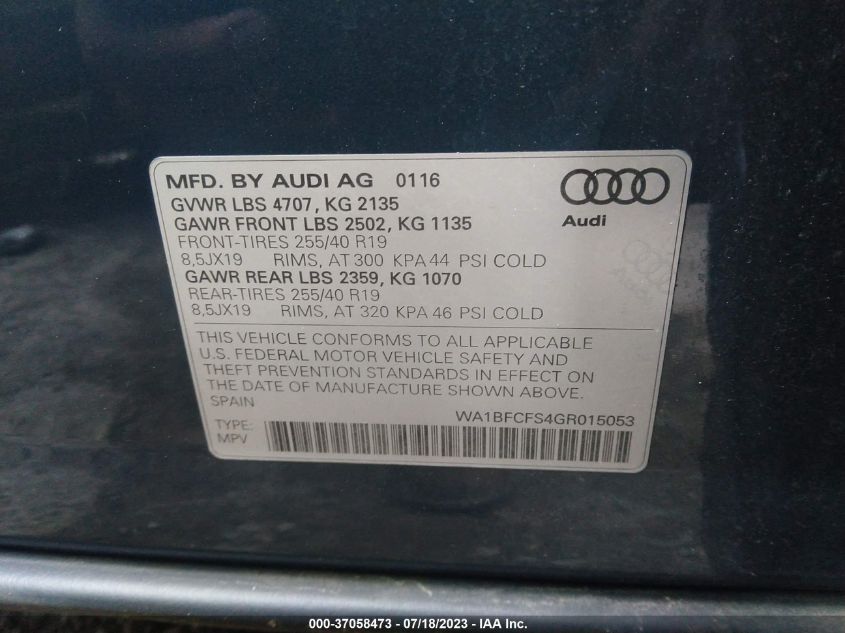 2016 AUDI Q3 PREMIUM PLUS - WA1BFCFS4GR015053