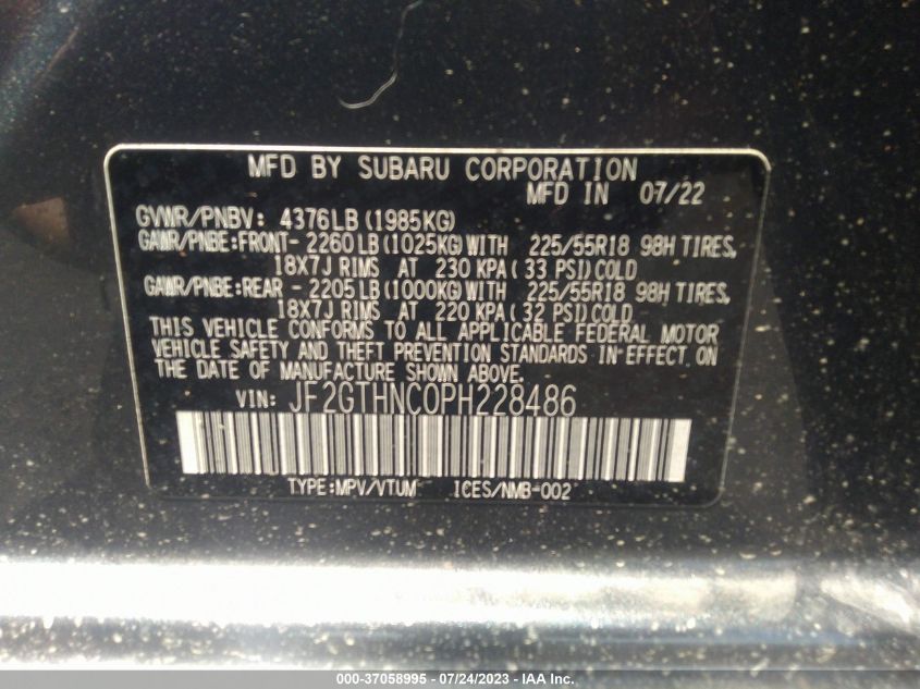 2023 SUBARU CROSSTREK LIMITED - JF2GTHNC0PH228486