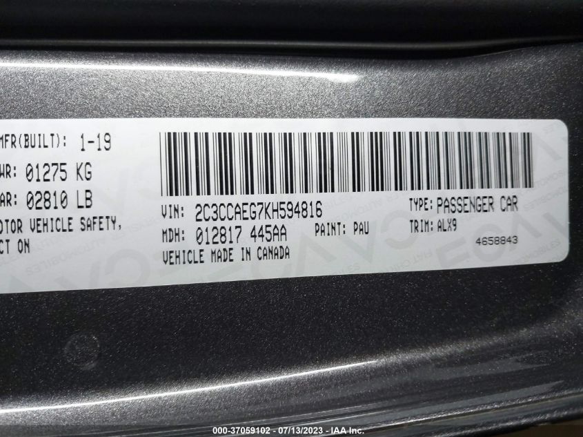 2019 CHRYSLER 300 LIMITED - 2C3CCAEG7KH594816