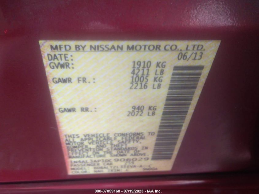 2013 NISSAN ALTIMA 2.5 SV - 1N4AL3AP1DC906029