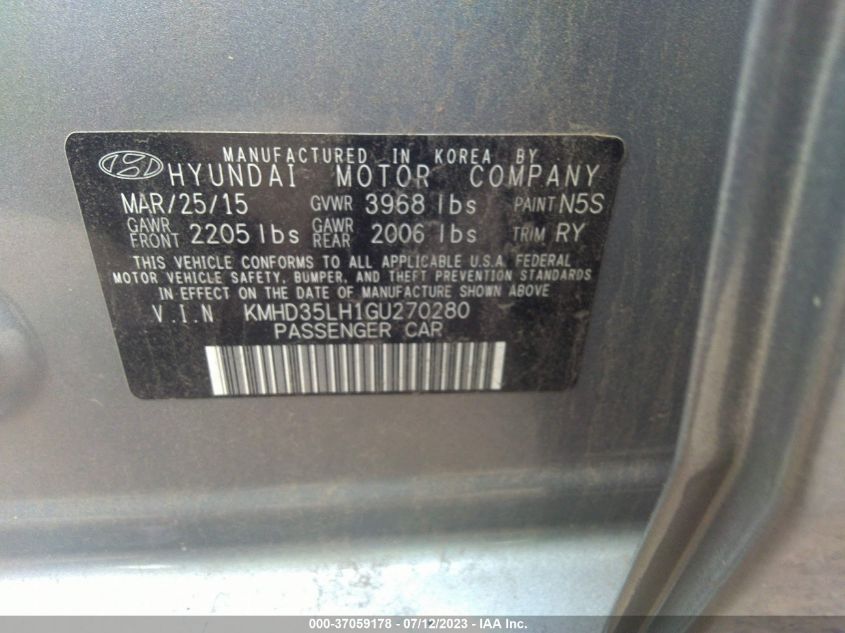 2016 HYUNDAI ELANTRA GT - KMHD35LH1GU270280