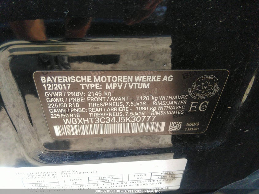 VIN WBXHT3C34J5K30777 2018 BMW X1 XDRIVE28I