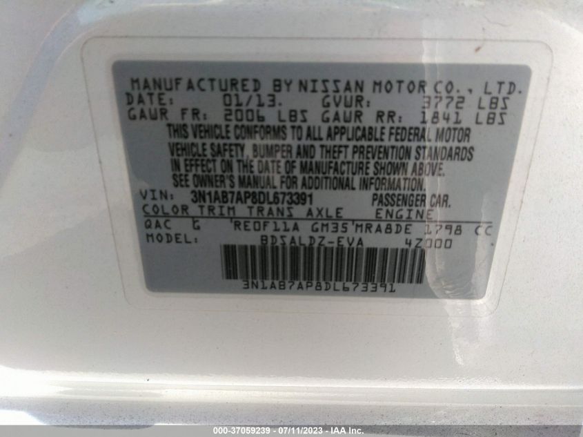 2013 NISSAN SENTRA SV - 3N1AB7AP8DL673391