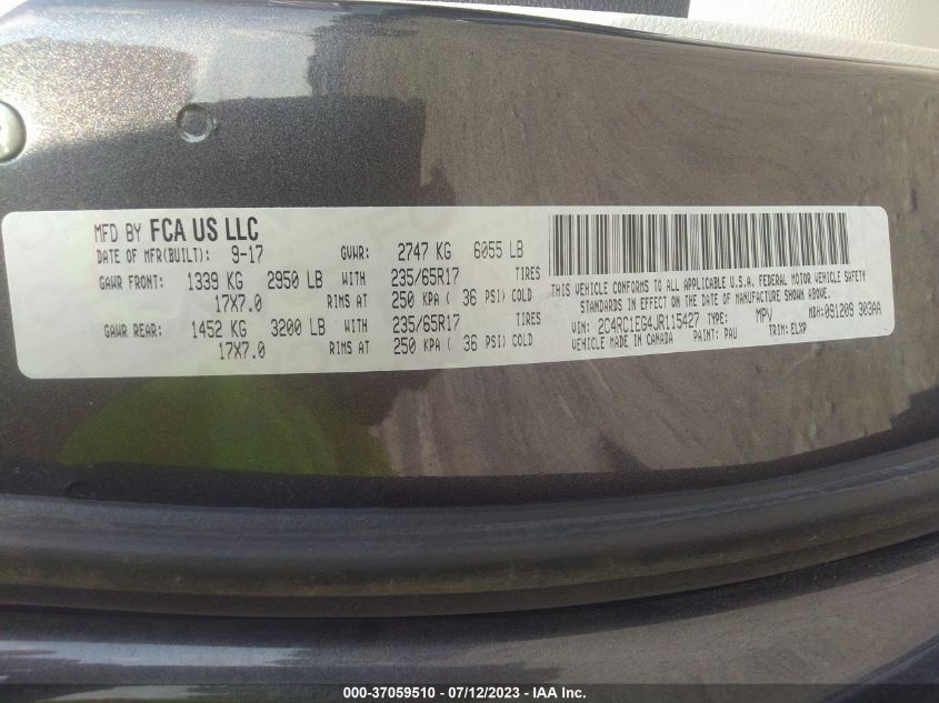 2018 CHRYSLER PACIFICA TOURING L PLUS - 2C4RC1EG4JR115427
