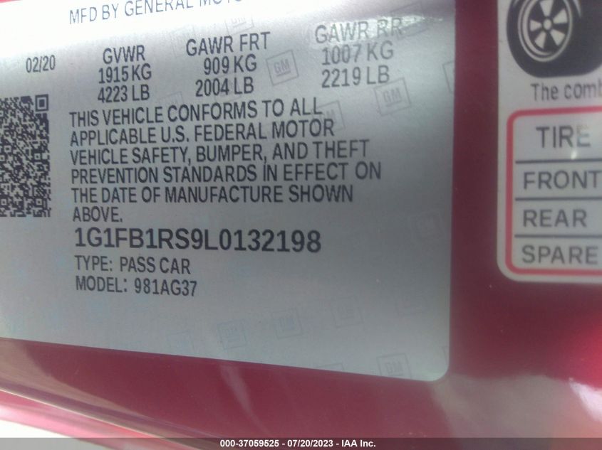 2020 CHEVROLET CAMARO 1LT - 1G1FB1RS9L0132198