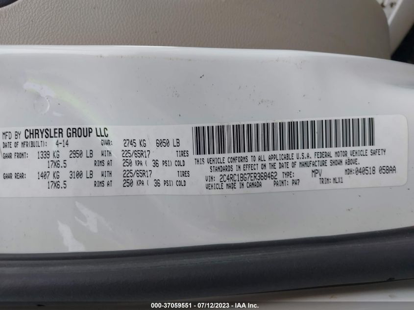 2014 CHRYSLER TOWN & COUNTRY TOURING - 2C4RC1BG7ER368462