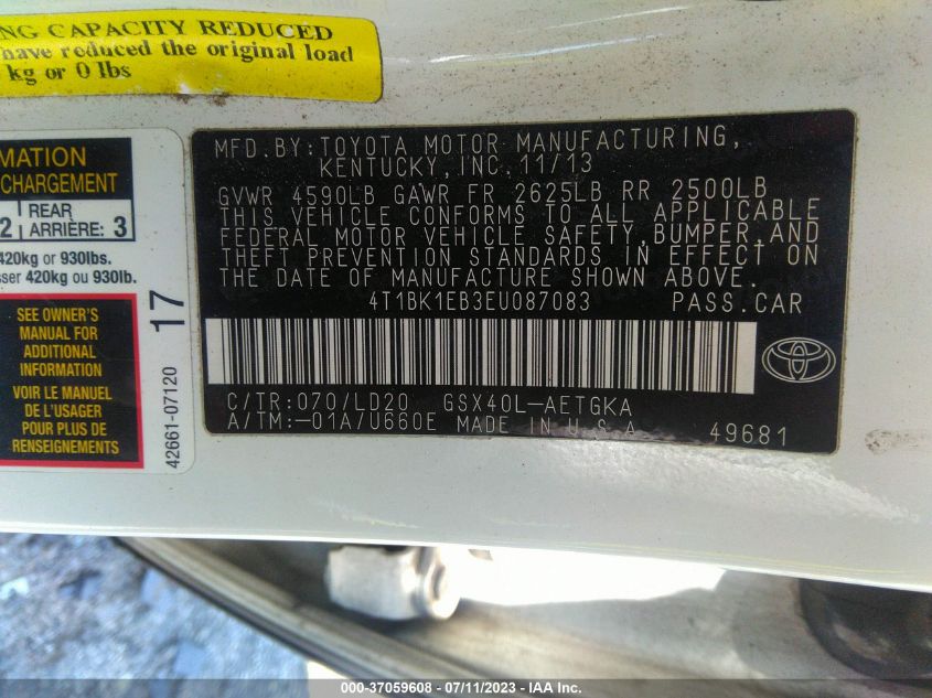2014 TOYOTA AVALON PREMIUM/TOURING/LIMITED - 4T1BK1EB3EU087083