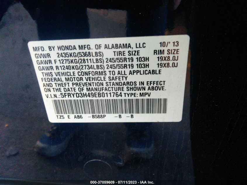 2014 ACURA MDX TECH PKG - 5FRYD3H49EB011764