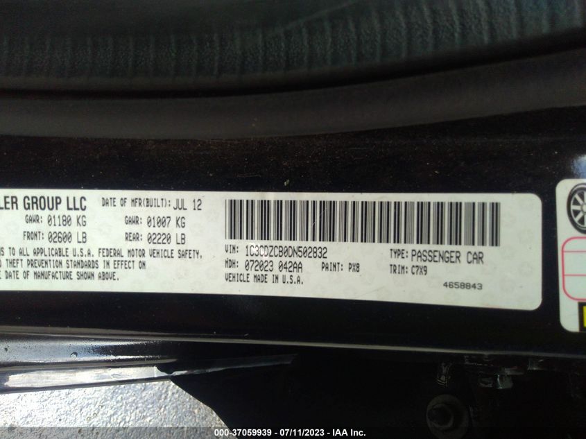 2013 DODGE AVENGER SXT - 1C3CDZCB0DN502832