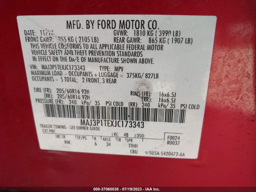 2018 FORD ECOSPORT SE - MAJ3P1TEXJC173343