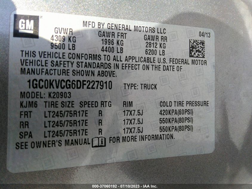 2013 CHEVROLET SILVERADO 2500HD WORK TRUCK - 1GC0KVCG6DF227910