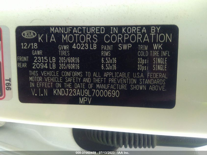 2020 KIA SOUL S - KNDJ23AU9L7000690