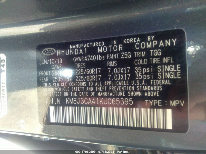 2019 HYUNDAI TUCSON VALUE - KM8J3CA41KU065395