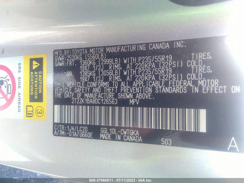 2013 LEXUS RX 350 - 2T2ZK1BA8DC126563