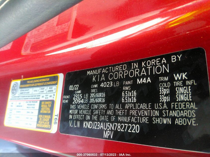 2022 KIA SOUL LX - KNDJ23AU5N7827220