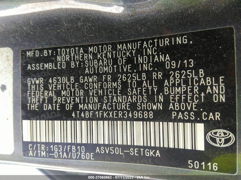 2014 TOYOTA CAMRY L/LE/XLE/SE/SE SPORT - 4T4BF1FKXER349688