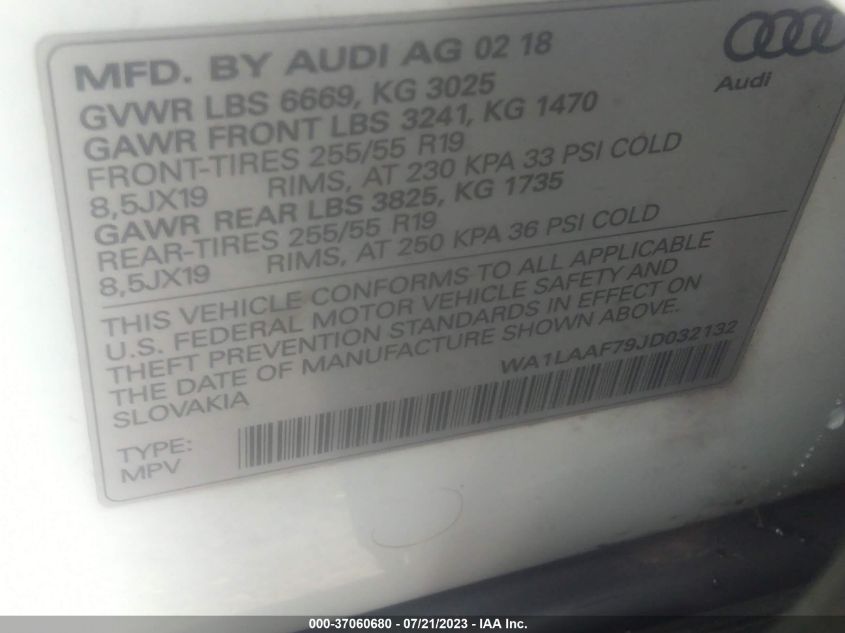 2018 AUDI Q7 PREMIUM PLUS - WA1LAAF79JD032132