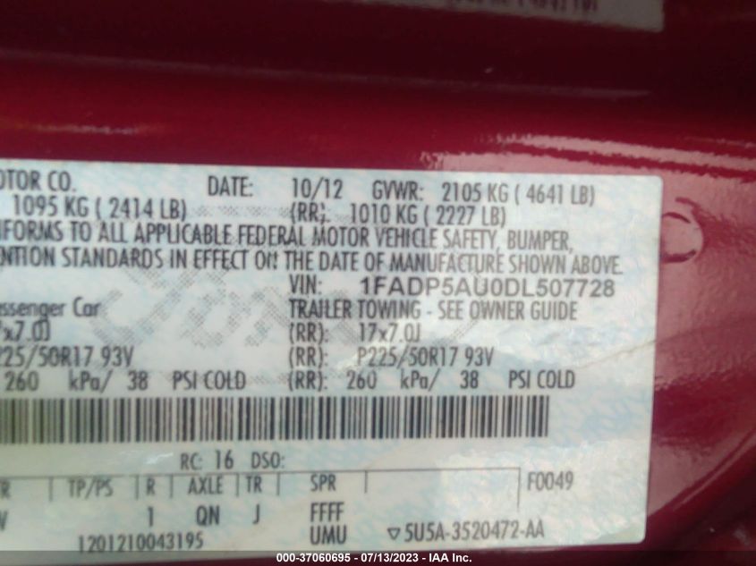 2013 FORD C-MAX HYBRID SE - 1FADP5AU0DL507728