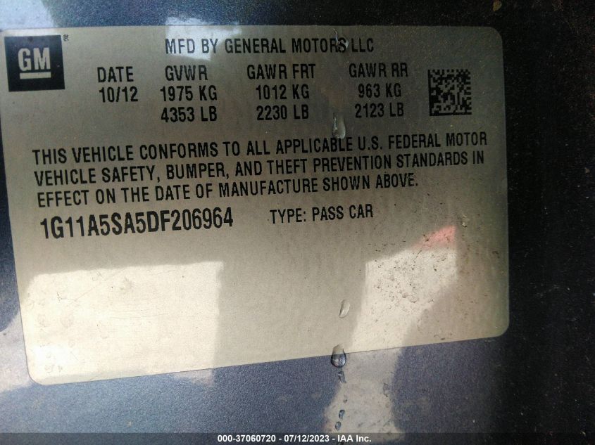 2013 CHEVROLET MALIBU LS - 1G11A5SA5DF206964