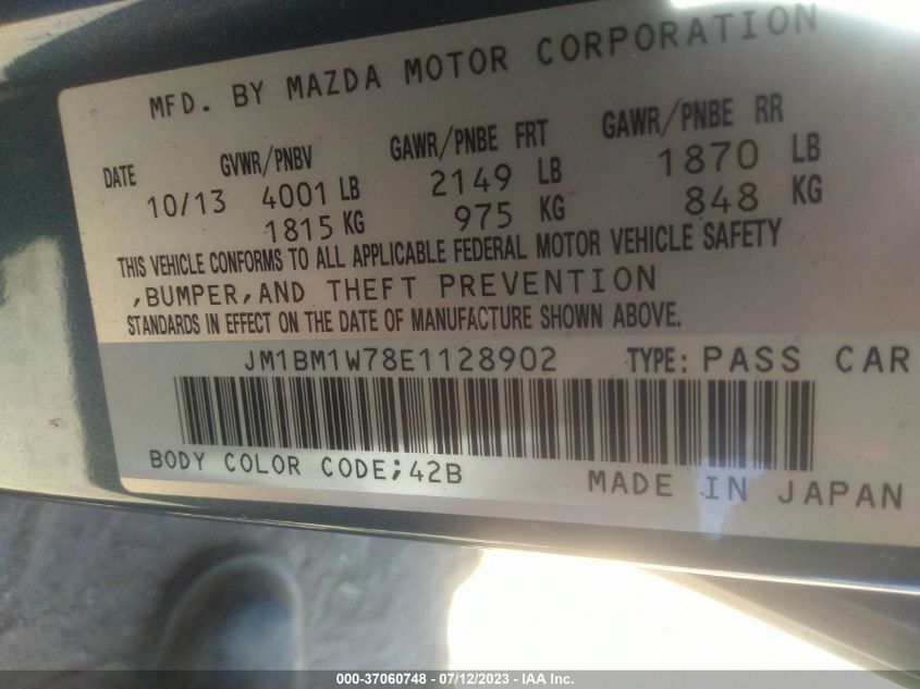 2014 MAZDA MAZDA3 I GRAND TOURING - JM1BM1W78E1128902