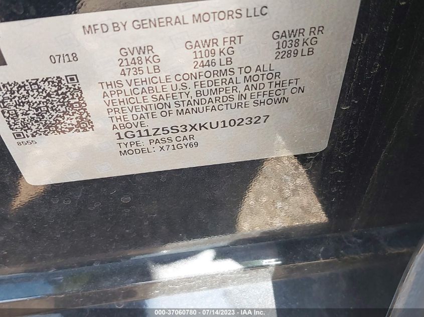 2019 CHEVROLET IMPALA LT - 1G11Z5S3XKU102327