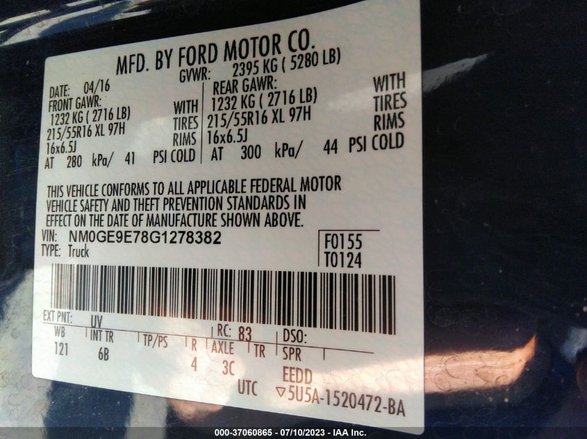 2016 FORD TRANSIT CONNECT WAGON XL - NM0GE9E78G1278382