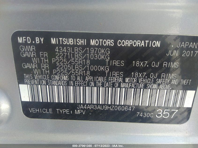 2017 MITSUBISHI OUTLANDER SPORT 2.0 - JA4AR3AU9HZ060647