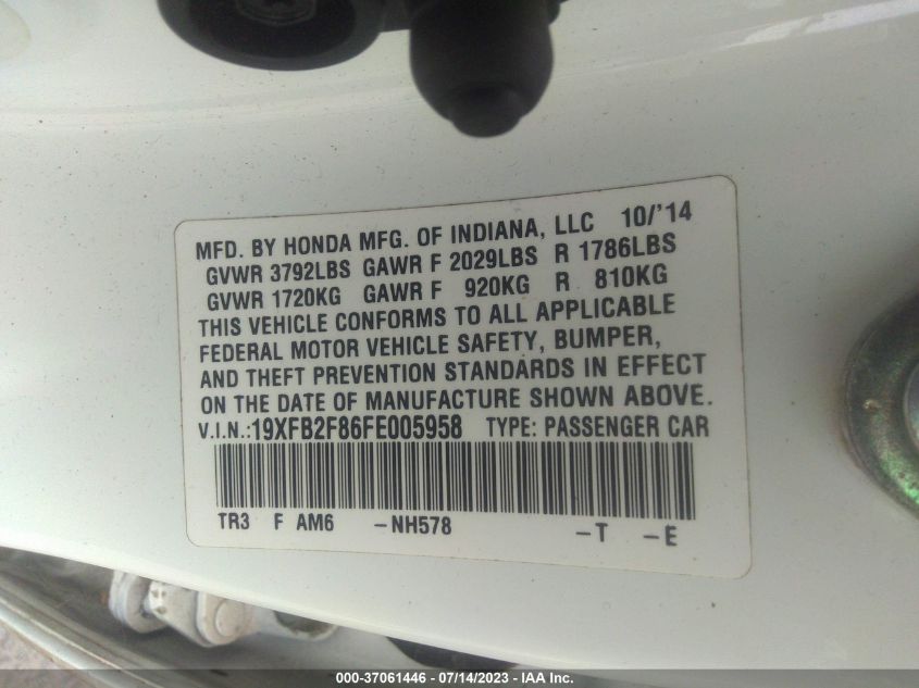2015 HONDA CIVIC SEDAN EX - 19XFB2F86FE005958