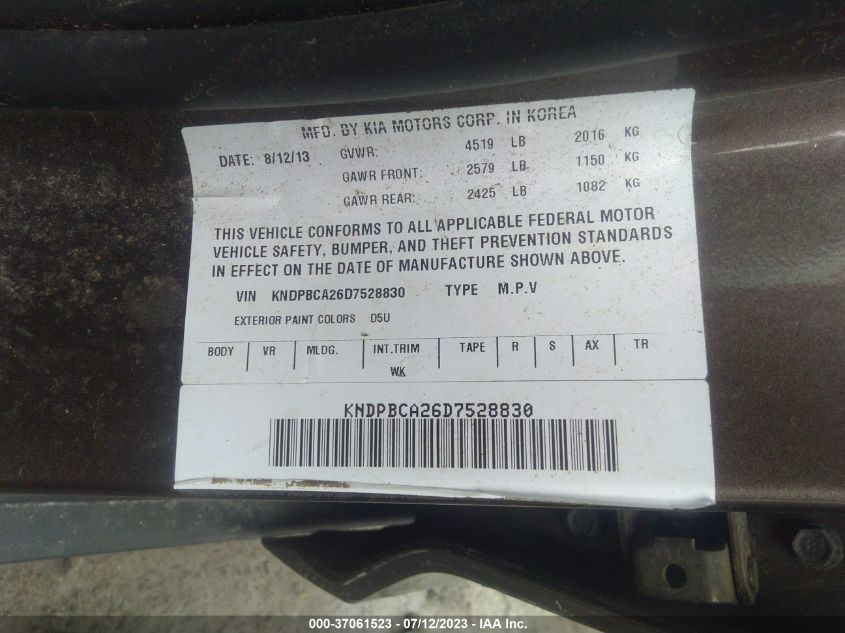 2013 KIA SPORTAGE LX - KNDPBCA26D7528830