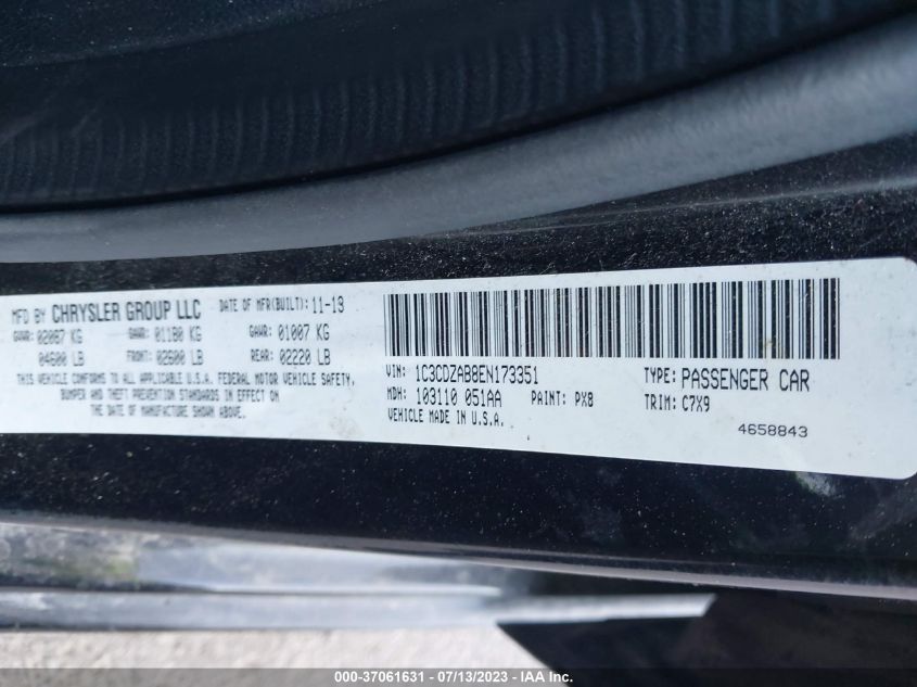 2014 DODGE AVENGER SE - 1C3CDZAB8EN173351