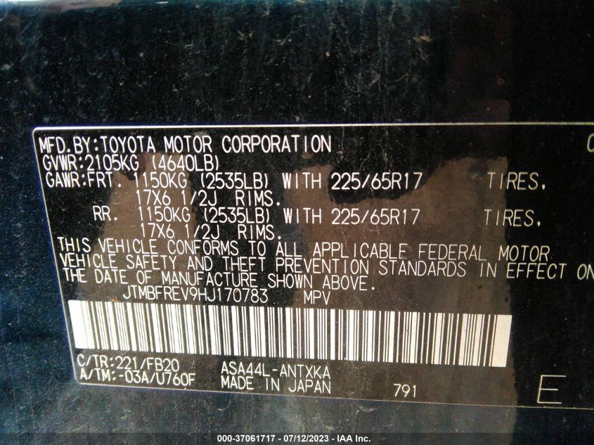2017 TOYOTA RAV4 LE - JTMBFREV9HJ170783