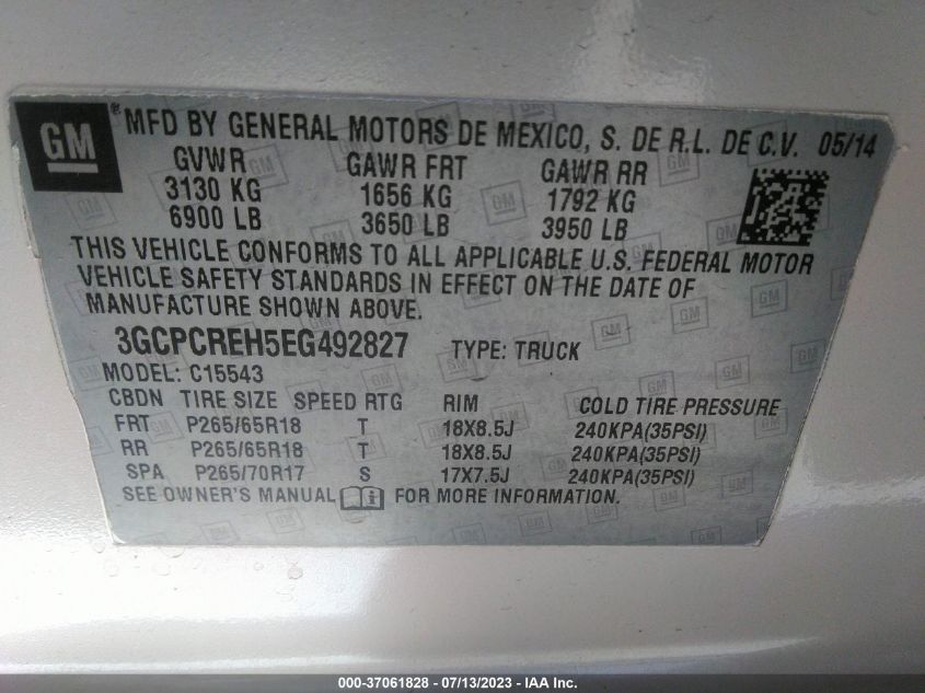 2014 CHEVROLET SILVERADO 1500 LT - 3GCPCREH5EG492827