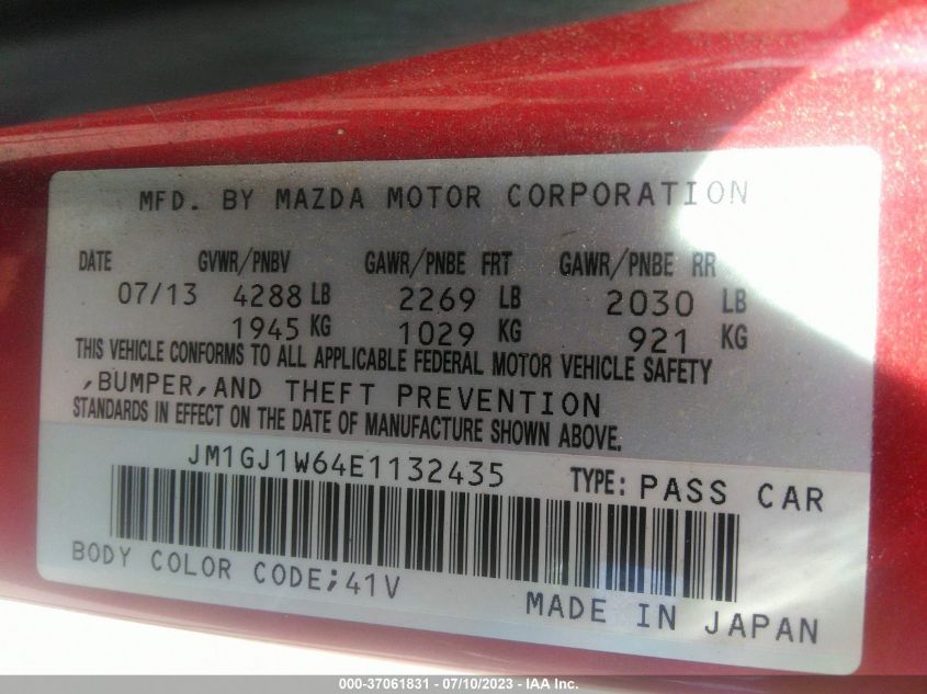 2014 MAZDA MAZDA6 I GRAND TOURING - JM1GJ1W64E1132435