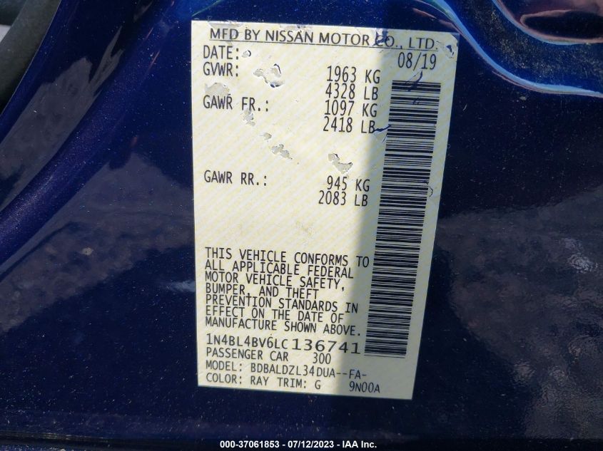 2020 NISSAN ALTIMA 2.5 S - 1N4BL4BV6LC136741