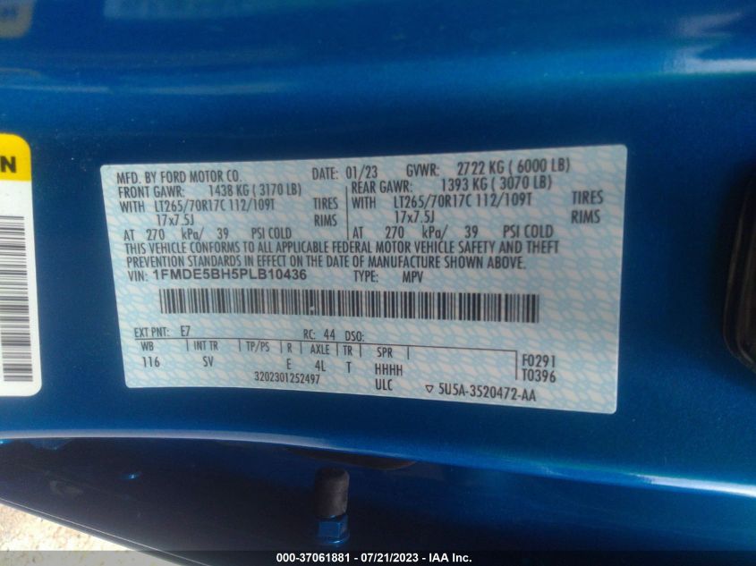 2023 FORD BRONCO BASE/BIG BEND - 1FMDE5BH5PLB10436