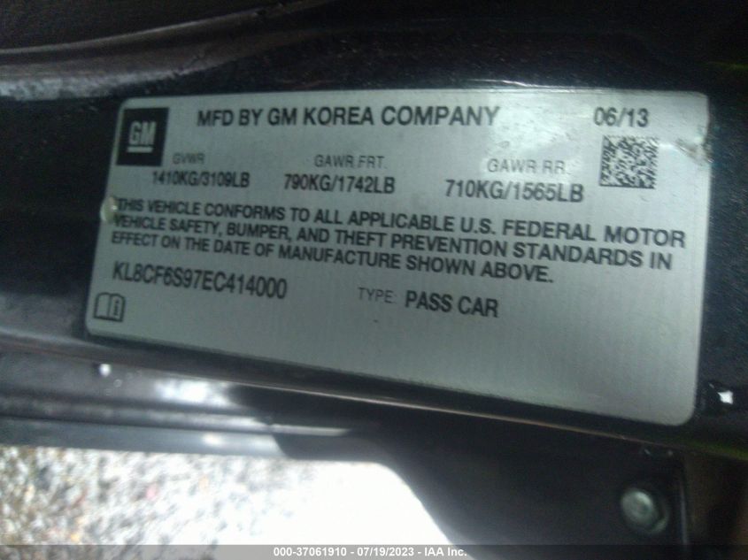 2014 CHEVROLET SPARK LT - KL8CF6S97EC414000