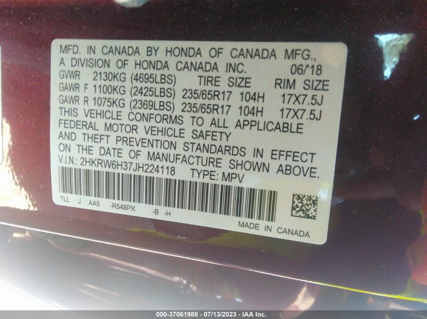 2018 HONDA CR-V LX - 2HKRW6H37JH224118